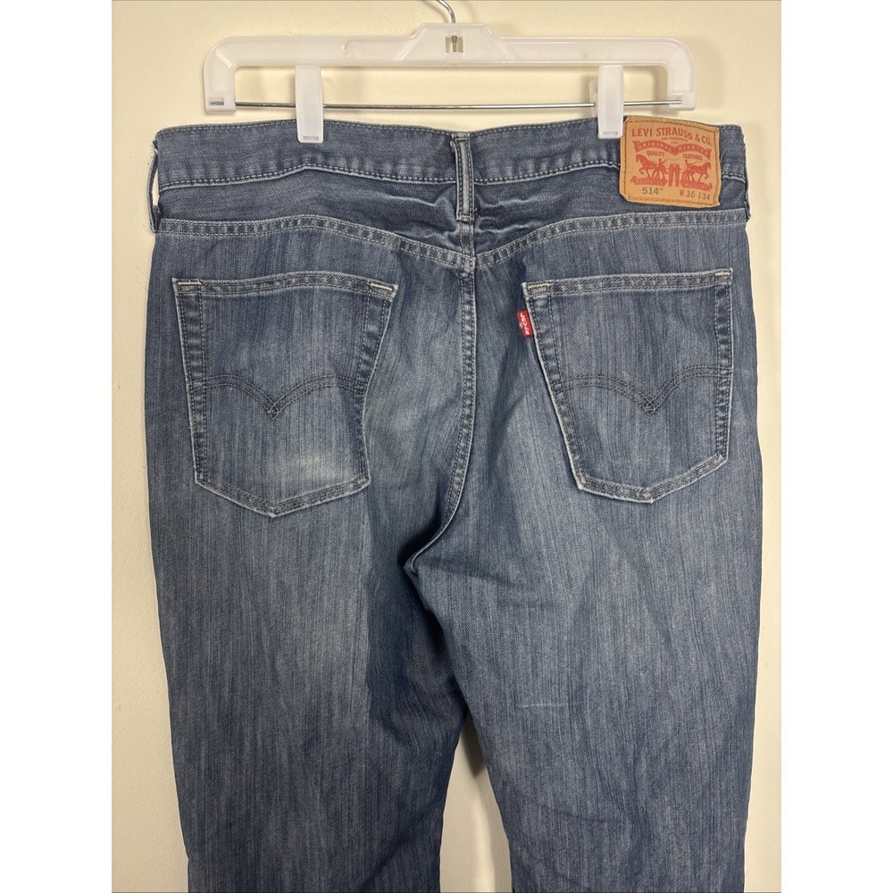 Vintage Levis 514 Jeans Mens 36x34 Blue Slim Straight Fit Denim Pants y2k - Picture 5 of 8